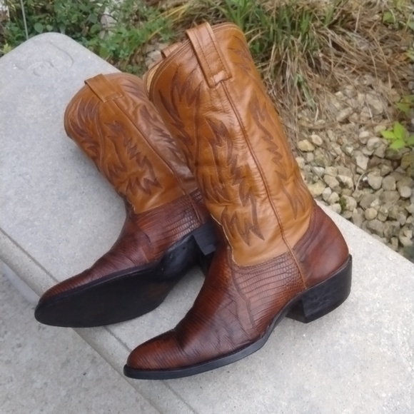 Nocona Mens Boots Lizard Skin Brown Leather Cowboy Western Size 9D - Picture 6 of 12